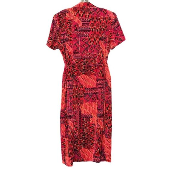 Vintage 90’s Red Abstract Lined Button Up Midi - Picture 5 of 6